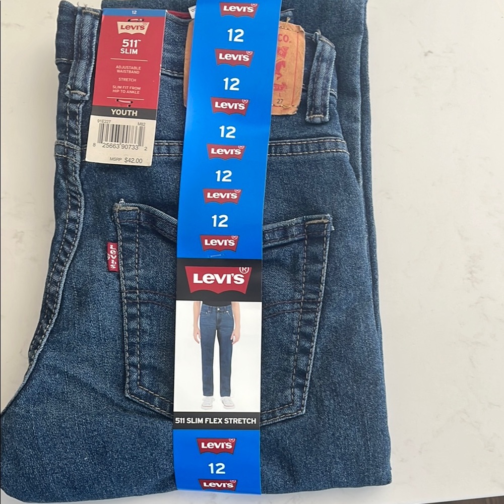 Levi's Boys Blue Slim Fit Jeans Classic Style size 12
